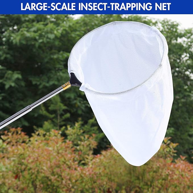 Telescopic Butterfly Net, Stainless Steel Extendable Fishing, 15 in - 70 in Insect Toy Nets for Kids and Family (Silver)