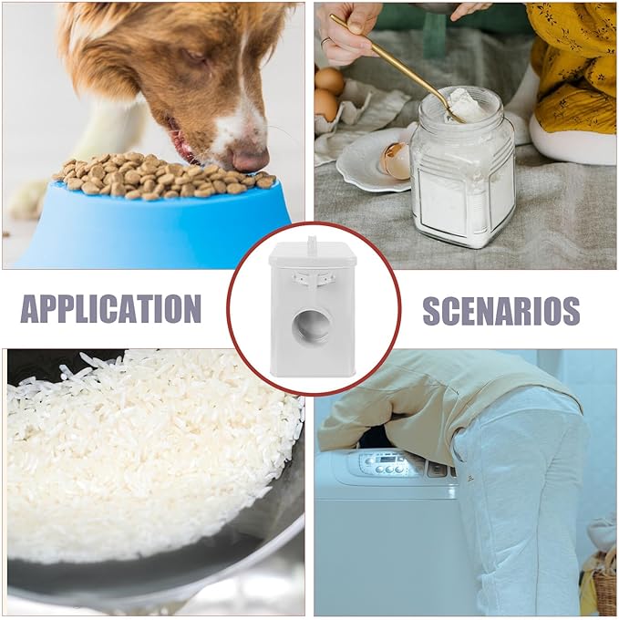 Milisten Iron Food Storage Canister with Lid Waterproof Metal Rice Tin and Laundry Powder Box for Kitchen Organization and Pet Food Storage White Container