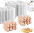 80 Packs Egg Cartons, Egg Cartons Cheap Bulk, Eggs 12 Count Clear Plastic Egg Containers for Chicken Farm, Reusable Egg Tray Holder for Refrigerator Storage, Family Market Camping with Sticker Labels