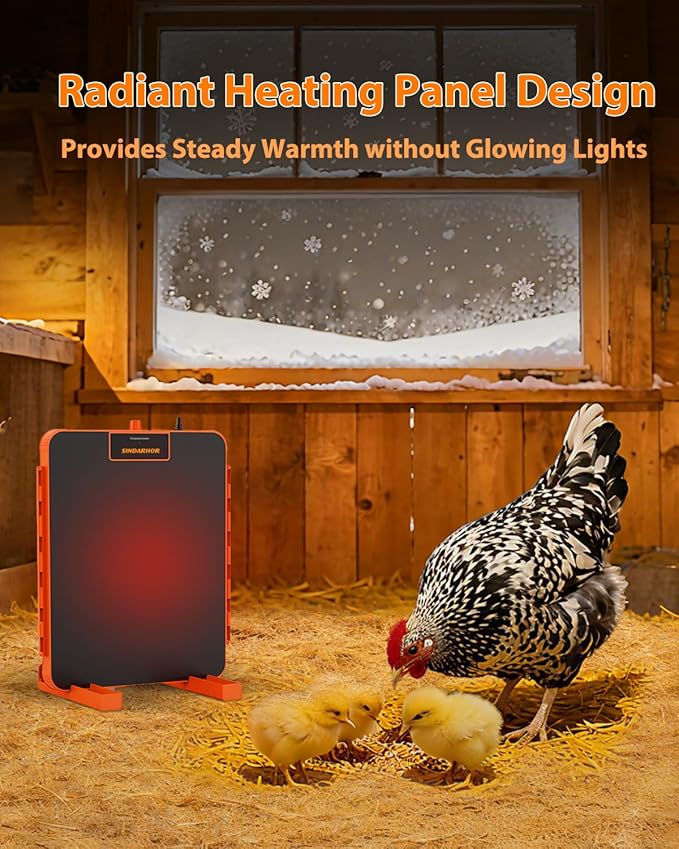 Chick Brooder Box Heat Plate,Chicken Coop Heater with Temperature Sensor - Heating Panel for Baby Chicks - Chickens Warmer for Winter - Radiant Heaters Brooding for Outdoor Poultry (Orange)