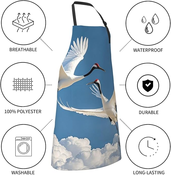 Waterproof Apron Adjustable Bib for Women Men Tractor farm Cooking Aprons Chef Bibs with 2 Pocket