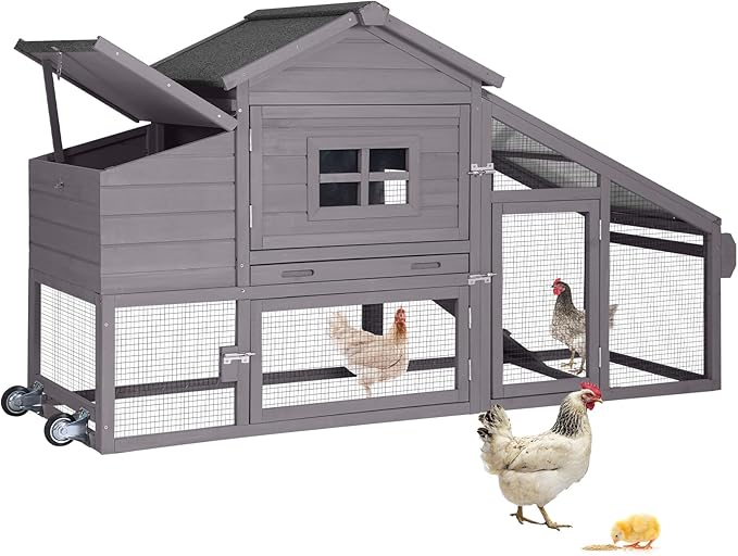 Gutinneen Chicken Coop 69" Chicken House with Large Nesting Box Outdoor Rabbit Hutch with UV Proof Roof,Waterproof