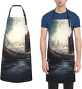 Kitchen Aprons for Men Women Waterproof Apron with 2 Pockets Whale Tail Apron Adjustable Bib Aprons