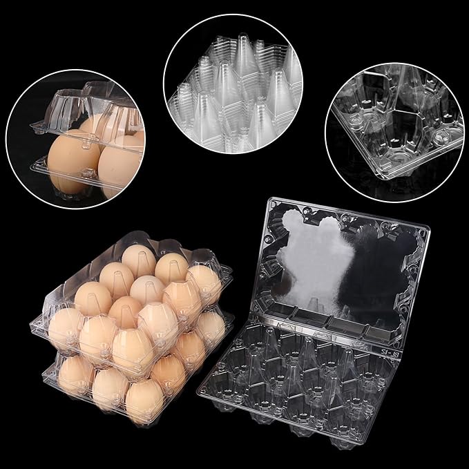 110 Packs 3 x 4 Clear Egg Cartons, 1 Dozen Plastic Egg Cartons, Transparent Chicken egg Trays Holds up to 12 Eggs for Storage and Market Display