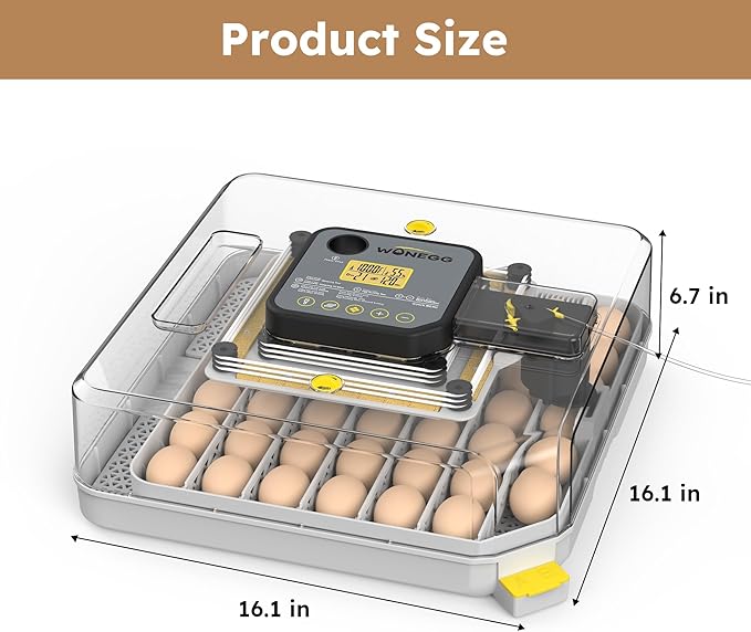 Egg Incubator for Hatching 48 Chicken, Duck, Quail & Goose Eggs – Automatic Egg Turner, Humidity & Temperature Control, Built-in LED Candler, Auto Water Refill, 360° Clear View Digital Poultry Hatcher