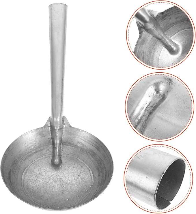 BESPORTBLE Heavy Duty Iron Water Ladle for Horse Feeding and Garden Use Short Handle Metal Scoop for Grain and Watering Sturdy Iron Spoon for Livestock and Backyard