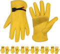 HLDD HANDLANDY 2 Pairs Leather Work Gloves for Men & Women, Reinforced Durable Palm for Welding, Farm, Gardening, Driving