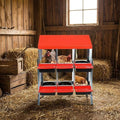 GarveeLife 6 Holes Nesting Boxes for Chickens, Chicken Nesting Boxes with Legs, Chicken Laying Box with Lid Cover, for Outdoor Chicken Coop Farm Yard, Red