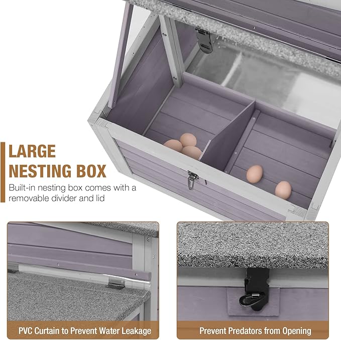 GUTINNEEN Chicken Coop 103" Large Duck Coop with Run Outdoor Chicken House with Nesting Box, 4-6 Chickens