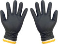 BBQ Gloves Disposable Heat Resistant - 4 Reusable Cotton Liners & 100 Nitrile Gloves for Barbecue Smoker, Grilling, Cooking Hot Meat, Food Prep - 5Mil, Non-Slip Grip, Black X-Large