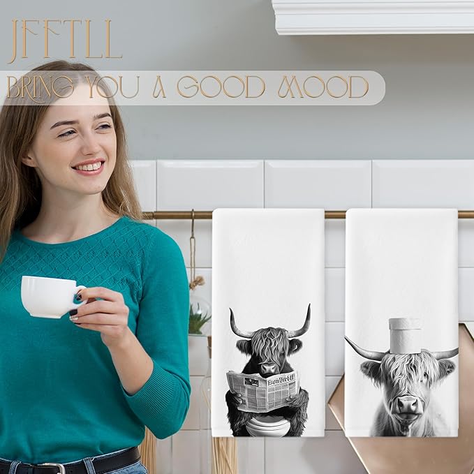 Cow Bathroom Decorative Towels - Cow Gifts Hand Towel, Funny Cows Decorative Hand Towels for Bathroom, 16x24 Inch Set of 2（Upgraded Fabric）
