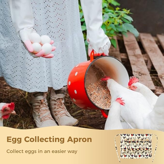 Homaisson Egg Apron, 15 Pockets Durable Canvas Egg Collecting Holding Apron Gathering for Chicken Duck Goose Eggs