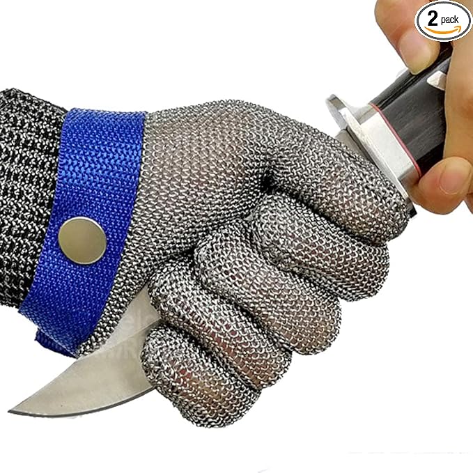Schwer SlicePro ANSI A9 Cut Resistant Glove PR1706, Stainless Steel Mesh Metal Glove, Food Grade for Kitchen Cooking, Butcher Meat Cutting, Oyster Shucking, Mandoline, Fishing, (S, 1 Pair)