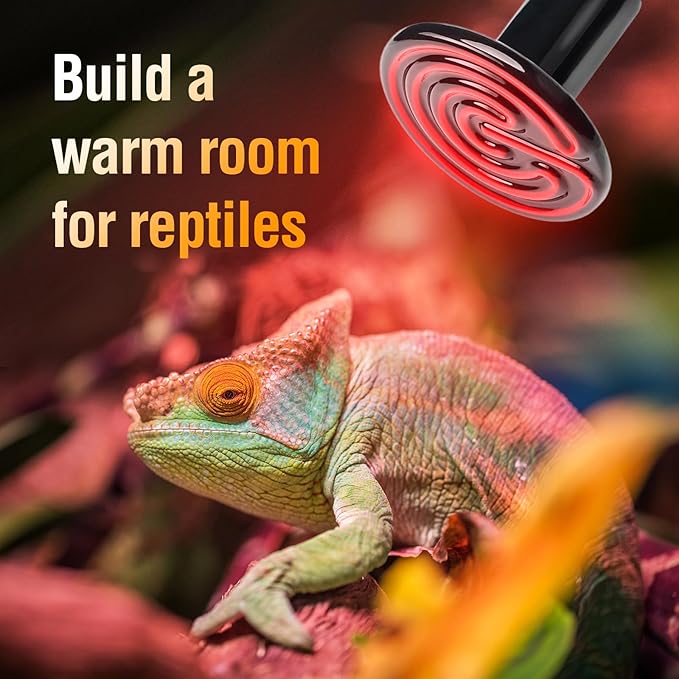 Leoterra 75W Ceramic Heat Emitter, Reptile Heat Lamp Bulb for 20-40 Gallons Bearded Dragon Tank & Turtle Terrarium, All-Purpose No-Light Night Heating for Lizards, Snakes, Chameleons (2-Pack)
