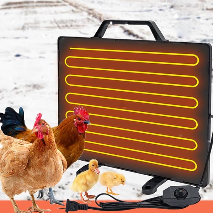 Chicken Coop Heater, Adjustable Thermostat 120-185F Electric Heating Panel with Temperature Protector, for Poultry Small Animals Warm Comfortable Space (US Plug)