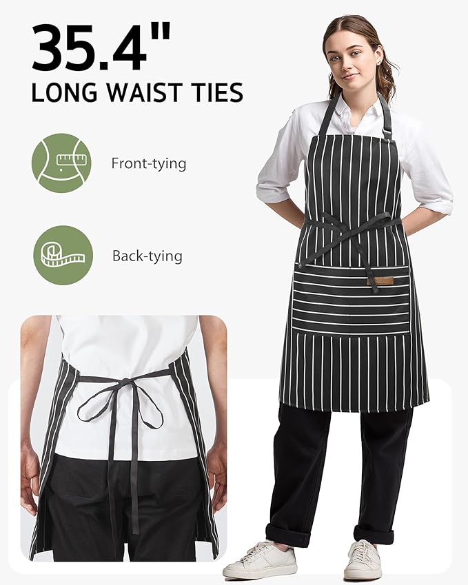 Syntus Adjustable Bib Apron with 2 Pockets Cooking Kitchen Aprons for Women Men Chef