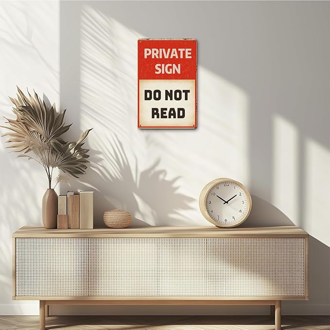 Private Sign Do Not Read Funny Aluminium Plate Signs Novelty Vintage Plaque Room Wall Decor Bathroom Bar Cafe Garage Farmhouse Decor Humorous Warn Sign Wall Art Decorations 8 X 12 Inch Metal Signs