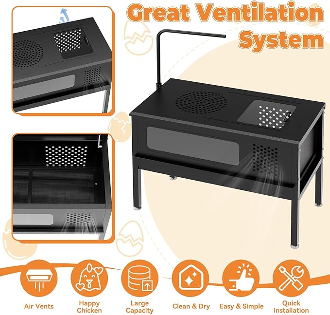 Chicken Brooder Box - Stand-Up Brooder Pen for Chick Brooder with Lamp Stand & Removable Collection Tray Accommodates Up to 15 Chicks Ideal for Chickens Ducks Quails, No Lamp