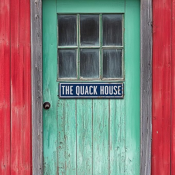 Rustic Farmhouse Style Duck Coop Sign, Metal Outdoor Ducks House Signs, The Quack House Signs, Retro Metal Tin Sign, Farmhouse Decor, Backyard Duck House Gift 15.8x4 Inch