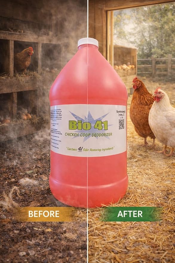Chicken Coop Deodorizer – All Natural Ingredients for Ammonia Control and Odor Eliminator for Poultry – Works in Coops, Brooders, Next Boxes, Waste Areas, Roosting Area and Bedding – One Gallon