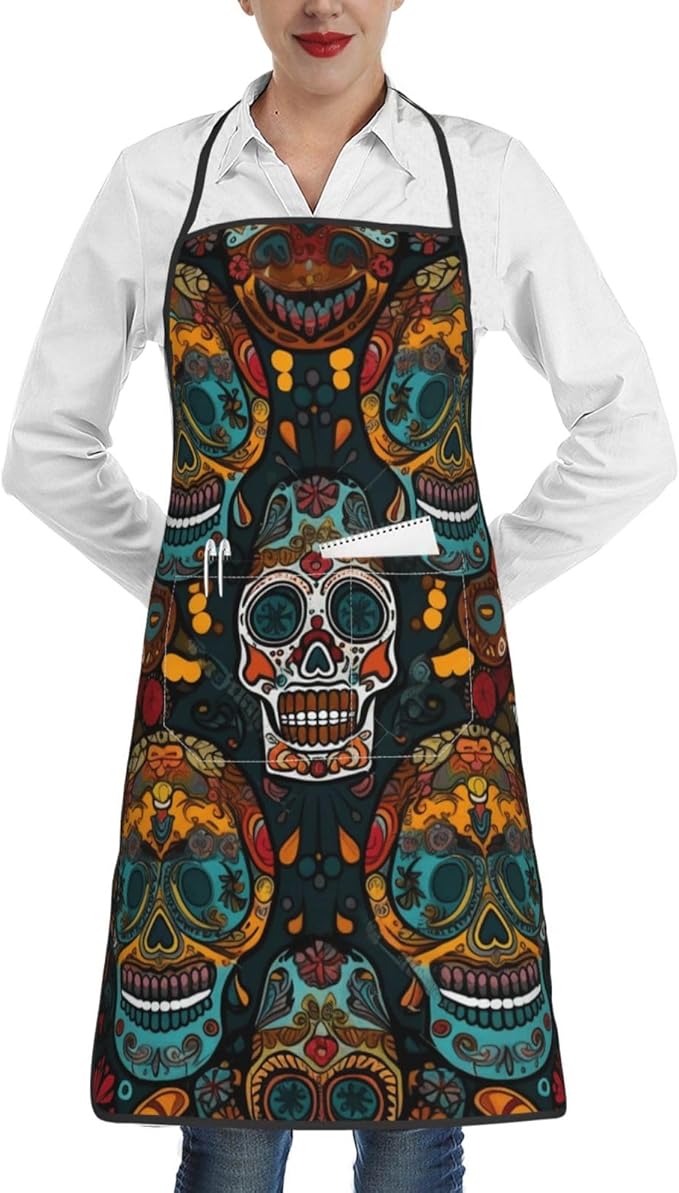 Cute Colorful Dog Paw Printed Unisex Bib Aprons BBQ Cooking Kitchen Aprons for Women Men Chef