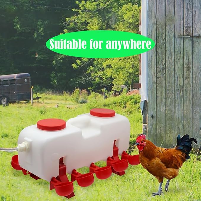 Automatic Chicken Waterer 3 Gallon | Float-Control Poultry Waterer, Hanging/Standing Design, Connect to 1/2'' Hose, Effortless Hydration Solution for Backyard Coop & Small Farm
