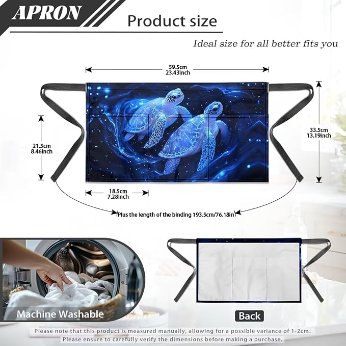 Waist Apron with 3 Pockets Waterproof 13 Inch Short Half Waist Aprons Women Men Server Aprons Waitress Waiter Apron