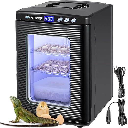 Happybuy Black Reptile Incubator 25L Scientific Lab Incubator Digital Incubator Cooling and Heating 5-42°C Reptile Egg Incubator 12V/110V Work for Small Reptiles