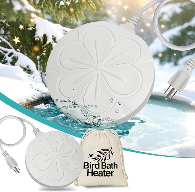 110W Bird Bath Heater for Outdoors in Winter, Submergible Cast Aluminum Chicken Water Heater with Thermostatically Controlled Bird Bath Deicer Pond Deicer for Livestock