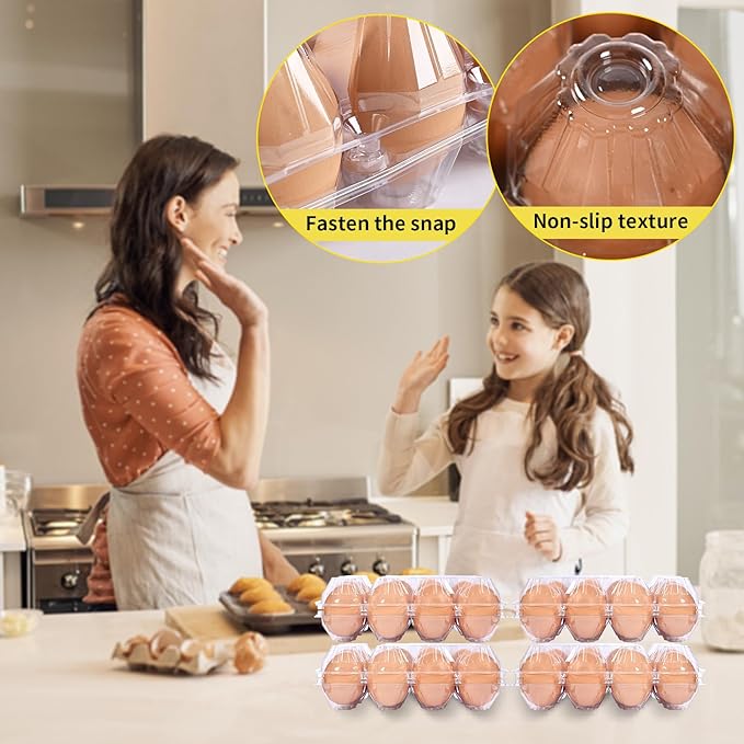 100 pc clear plastic Egg Cartons Cheap Bulk, 12grid Reusable Eggs Carton Bulk, clear plastic egg cartons,Egg cartons cheap bulk Perfect for Family, Farm, Markets, Display(3x4 egg cartons)