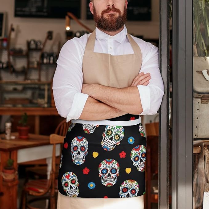 Half Apron with 3 Pockets Chef Cooking Kitchen Restaurant Aprons for Women Men