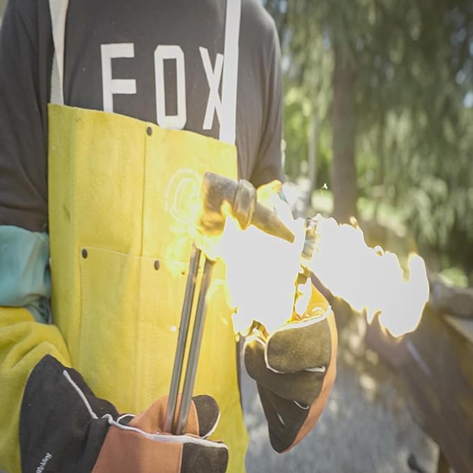 Strongarm Welding Aprons - FR Cotton & Split Leather Options - X-Tech Cross-Back Straps - Pockets - 24x36 / 24x42