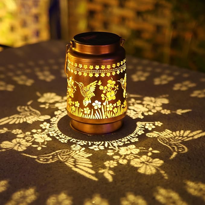 Hummingbird Solar Lanterns Outdoor Waterproof Hanging Solar Lights Hummingbird Gifts for Women Men Metal Decorative LED Lanterns for Yard,Patio,Lawn,Tabletop,Pathway,Landscape,Garden Decor