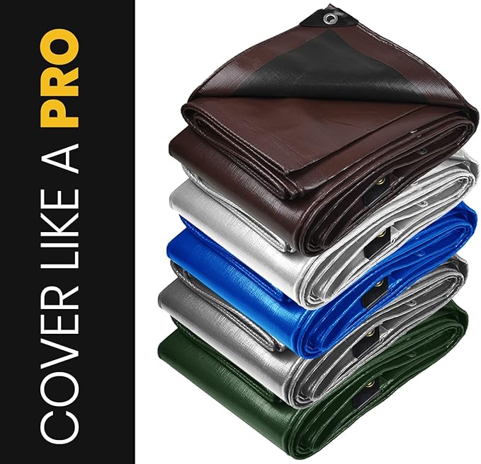 PROTARP Extra Heavy Duty 16 Mil Tarp Cover, Waterproof, UV Resistant, Rip and Tear Proof, Poly Tarpaulin with Reinforced Edges for Roof, Camping, Patio, Pool, Boat. (Blue 16′ X 20′)