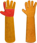 Welding Gloves 23.6" Heat-Resistant Leather, Long Gauntlet Forearm Protection for TIG/MIG, Also for Animal Handling