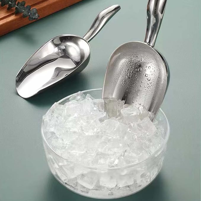 Stainless Steel Ice Scoop - Mini Ice Scoop for Freezer, Heavy Duty, Dishwasher Safe, 5 OZ