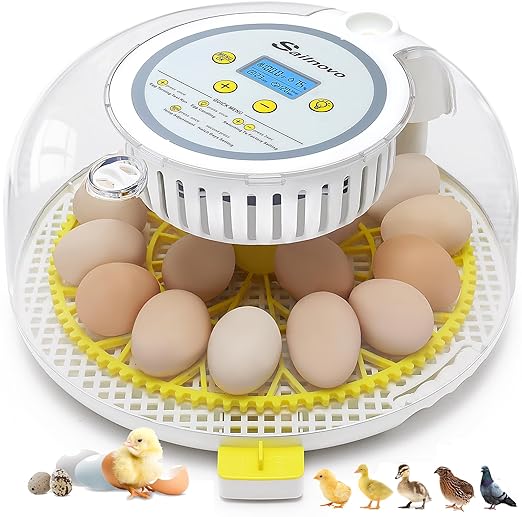 Sailnovo 18 Eggs Incubator for Hatching Eggs with Automatic Egg Turning, Humidity Level Display, Egg Candler, Hatch Days & Incubator for Chicken Eggs,Ideal for Farm,School and Lab (Yellow)