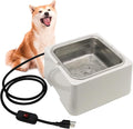 Heated Water Bowl for Dog & Cat Removable 110OZ/0.85 GAL Stainless Bowl Outdoor Pet Water Dish 100W Electric Powered with Thermostat (White)