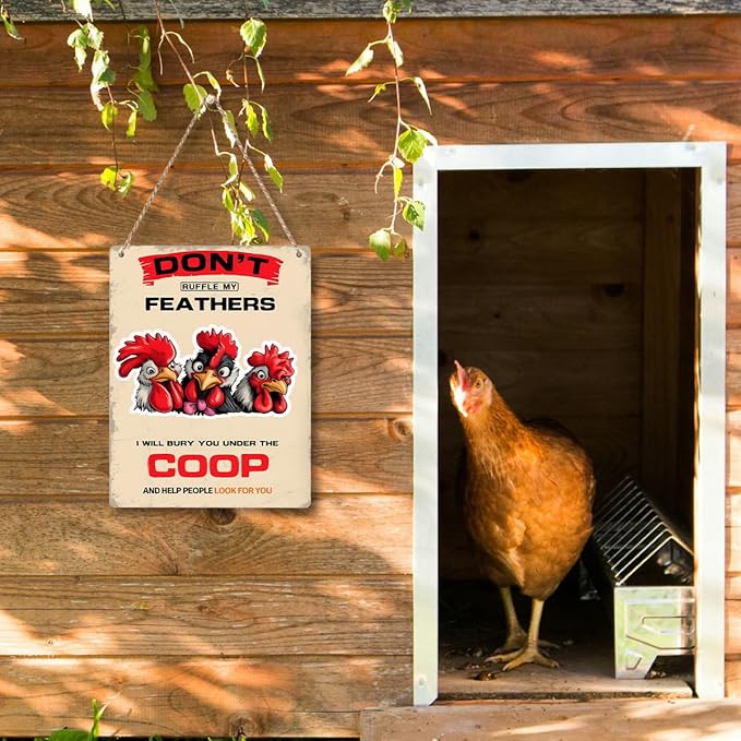 Chicken Gifts Sign Funny Chicken Coop Accessories Chicken Signs Rooster Decor for Home Farm Chicken-Coop Kitchen Garden Yard Country Decor 8x10 Inch