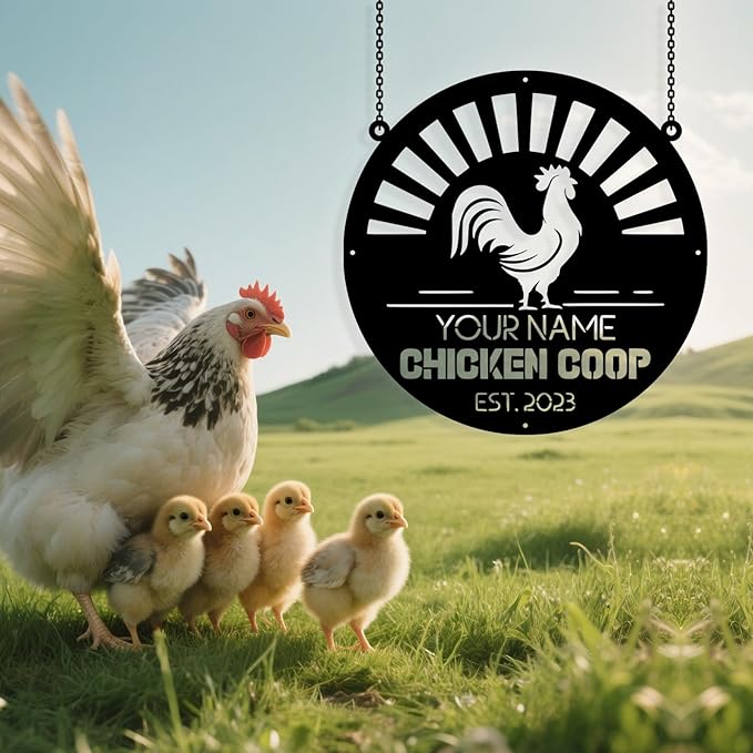 Custom Chicken Coop Metal Sign, Personalized Chicken Coop Sign for Outside, Custom Metal Hen House Farm Signs, Chickens Hen House Farmhouse Wall Art Decor