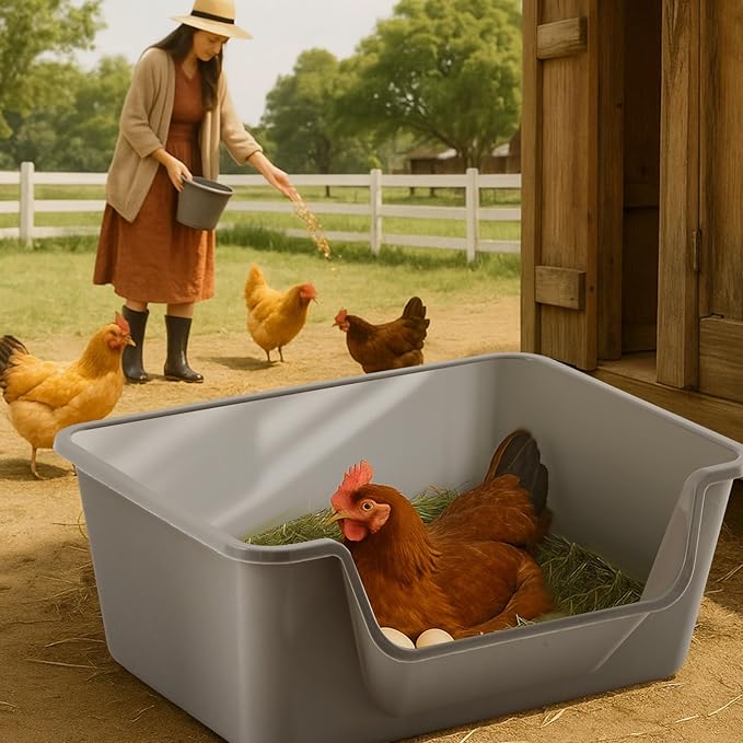1 Pcs Washable Chicken Nesting Box, Floor Durable Chicken Coop Accessories Easy to Clean Plastic Square for Hens Ducks and Poultry for Egg Collection Backyard