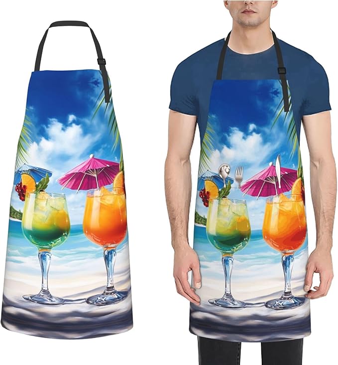 Kitchen Aprons for Men Women Waterproof Apron with 2 Pockets Whale Tail Apron Adjustable Bib Aprons