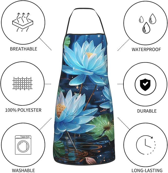 Kitchen Aprons for Men Women Waterproof Apron with 2 Pockets Tropical plants and parrots Apron Adjustable Bib Aprons