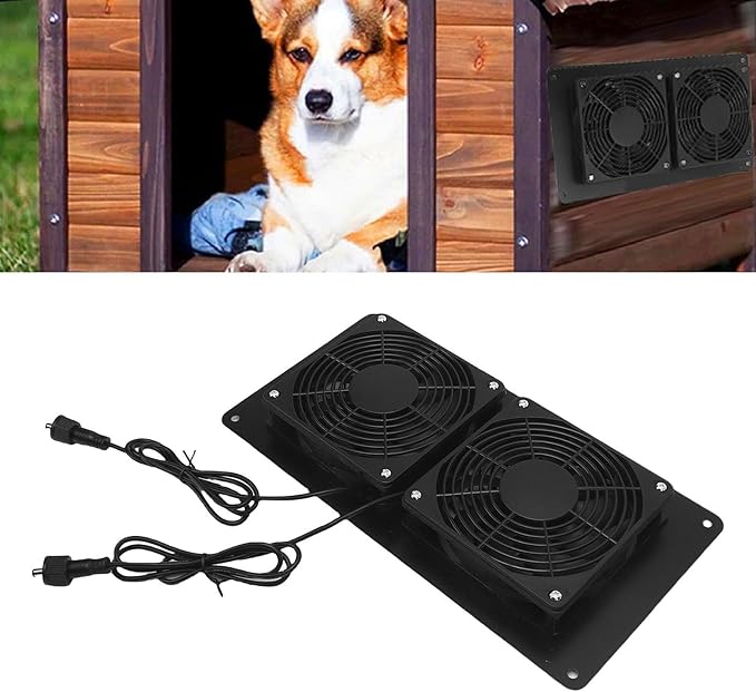 Kikumi 2200 RPM Double Solar Extractor Fan for Chicken Coops, Pet Shelters