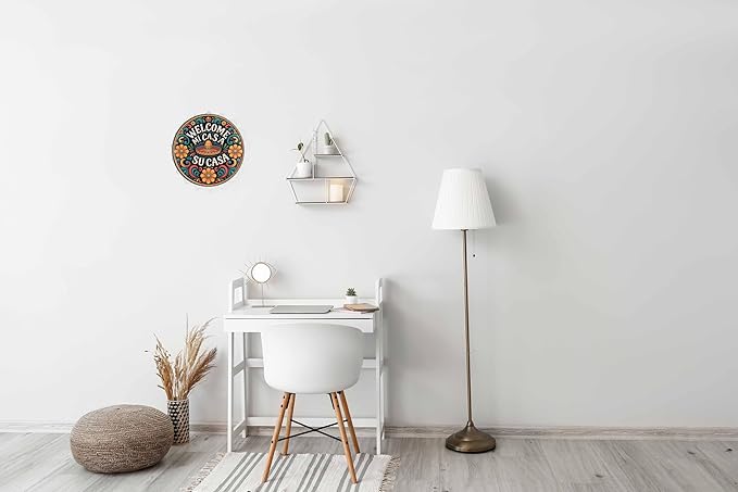 AWISZZZ Mi Casa Su Casa Metal Sign 8x8in Round Vintage Plaque for Entryway Wall Decor Spanish Welcome Gift
