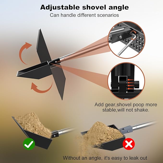 Metal Chicken Poop Scooper Heavy Duty Sifting Shovel Chicken Accessories Cleaning Tools Adjustable to 41.3" Long Handle Poop Shovel for Poultry Litter Scooper Supplies