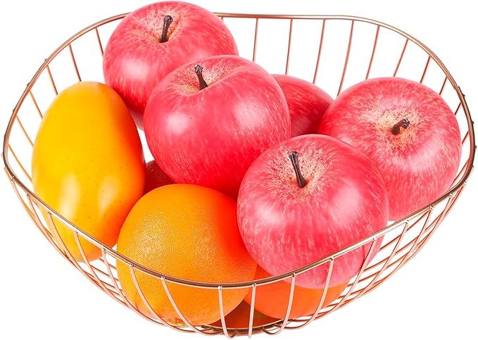 IBWell High Style Curved-Edge Modern Creative Stylish Single Tier Dish,Metal Iron Wire Fruit Vegetables Bread Decorative Stand Serving Bowls Basket Holder (Pink)