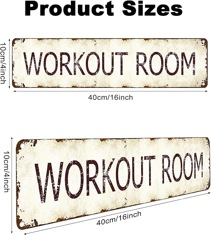 Retro Aluminum Gym Sign - Vintage Workout Room Metal Tin Wall Art 4x16 Inch, Durable Fitness Center Decor for Home Hotels Schools, Weatherproof Commercial Gym Signage with Rustic Finish