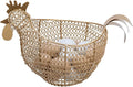 MyGift Vintage Brass Tone Metal Wire Fresh Egg Gathering Basket in Decorative Chicken Shaped Design, Farmhouse Easter Decor Egg Display Storage Basket for Counter