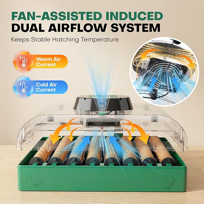 Incubators for Hatching Eggs, 72 Eggs Hatching Incubator with Automatic Egg Turner & Humidity Control & Digital Temp, 360° Clear View for Chicken/Duck/Quail/Goose, Perfect for Lab School Farm